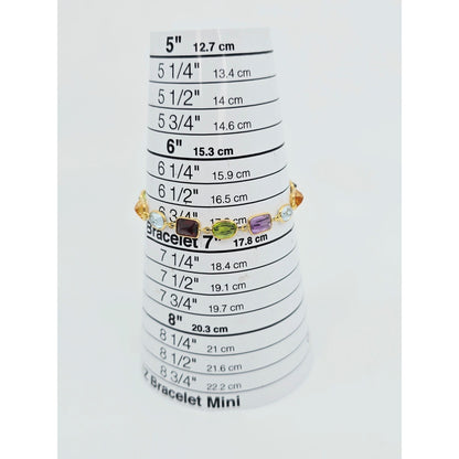 18K Yellow Gold Multi Colored Gemstone Link Bracelet