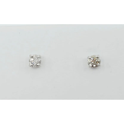 14K White Gold Round Cut Diamond Stud Earrings