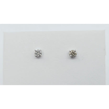 14K White Gold Round Cut Diamond Stud Earrings
