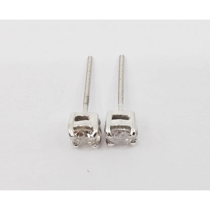 14K White Gold Round Cut Diamond Stud Earrings