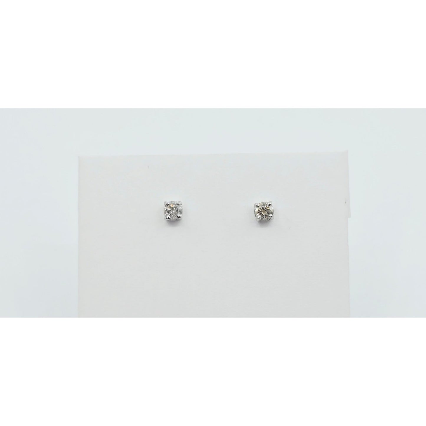 14K White Gold Round Cut Diamond Stud Earrings