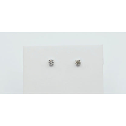 14K White Gold Round Cut Diamond Stud Earrings