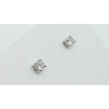 14K White Gold Round Cut Diamond Stud Earrings