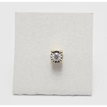 Single 14K Yellow Gold Round Cut Diamond Stud Earring