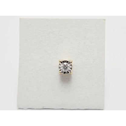 Single 14K Yellow Gold Round Cut Diamond Stud Earring