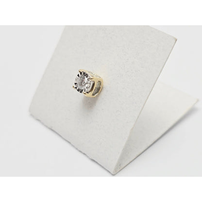Single 14K Yellow Gold Round Cut Diamond Stud Earring