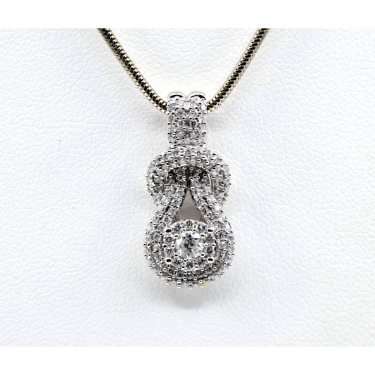 14K White Gold Diamond Infinity Knot Halo Drop Dangle Charm Pendant