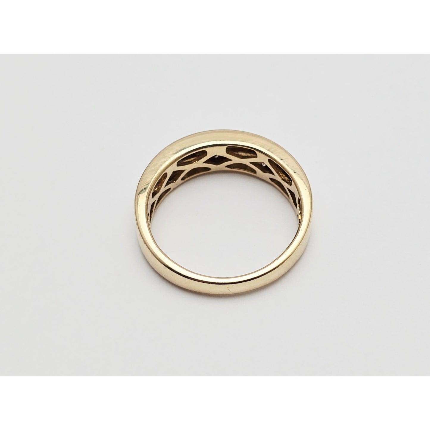 14K Yellow Gold Double Row Diamond Wedding Band Ring