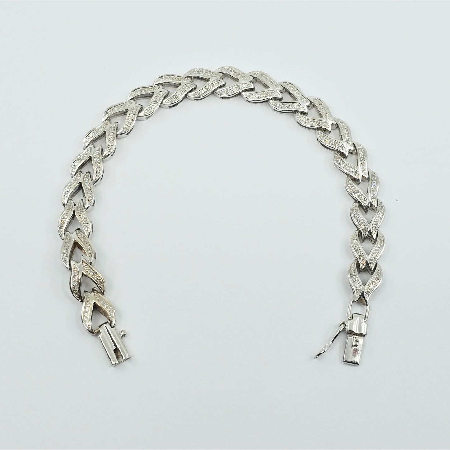 14K White Gold Diamond Tennis Link Bracelet