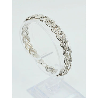 14K White Gold Diamond Tennis Link Bracelet