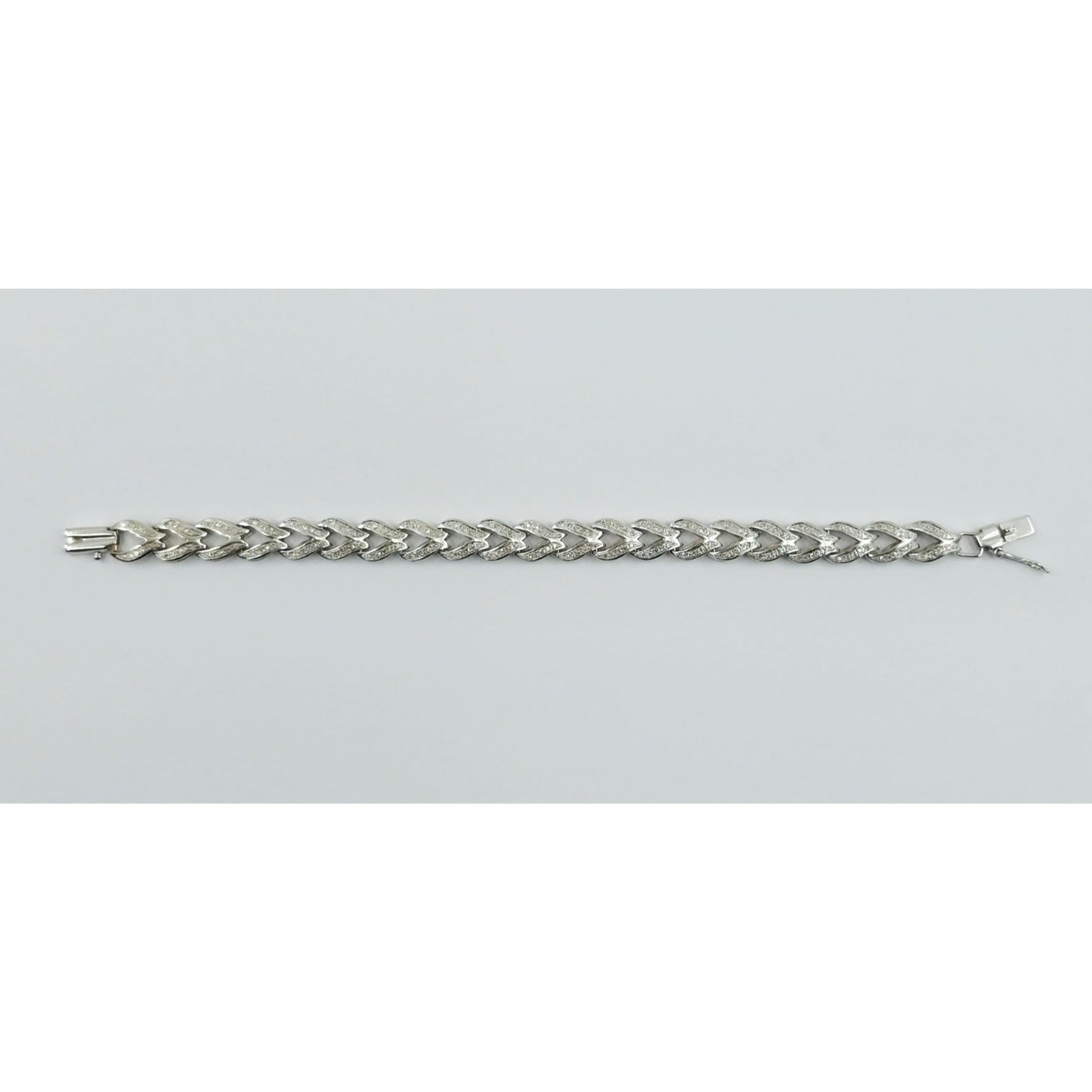 14K White Gold Diamond Tennis Link Bracelet