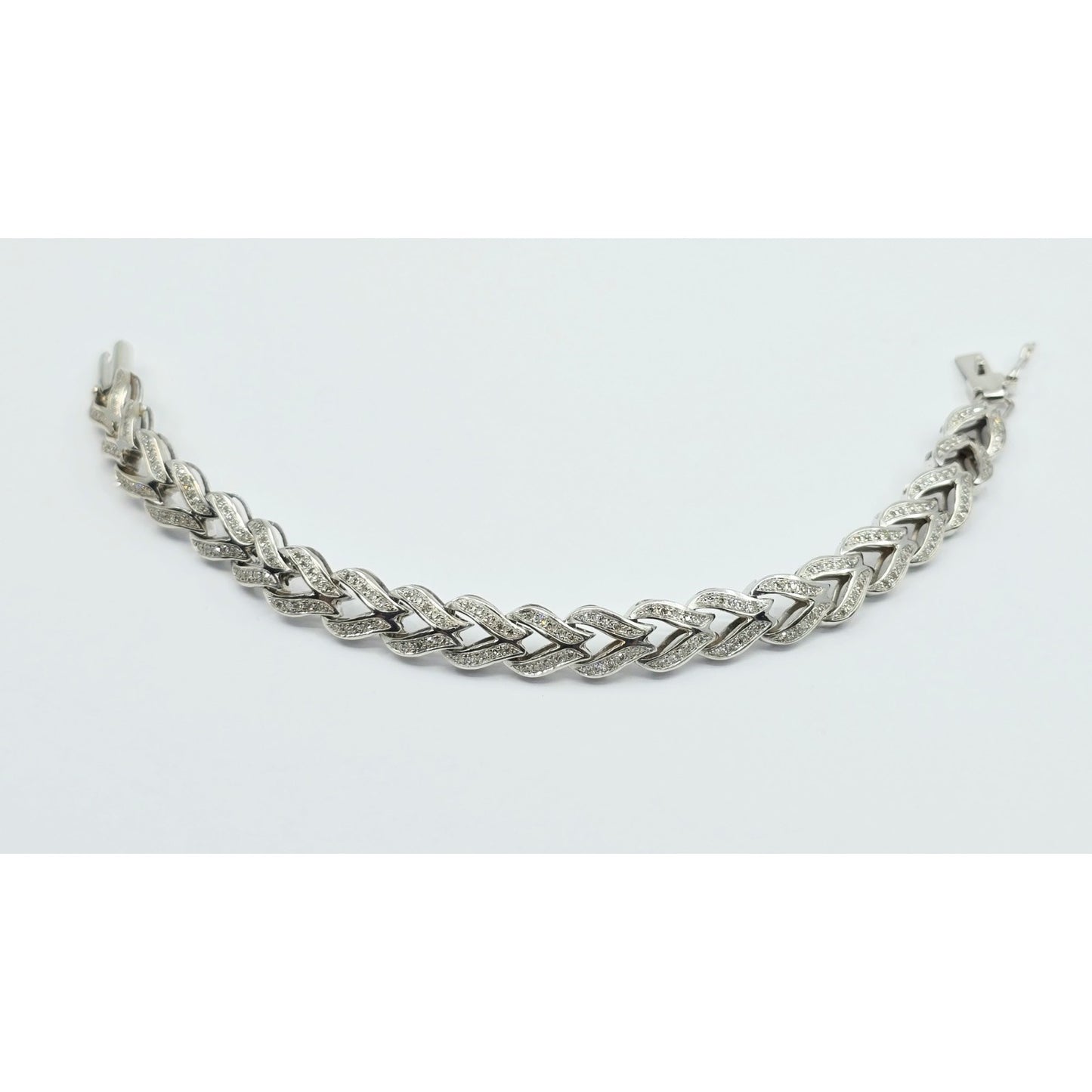 14K White Gold Diamond Tennis Link Bracelet