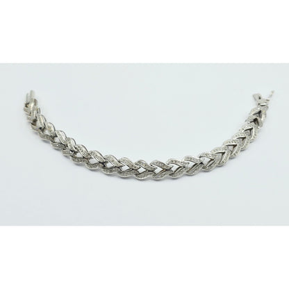 14K White Gold Diamond Tennis Link Bracelet