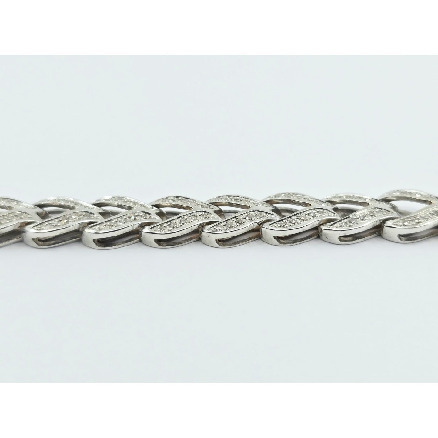 14K White Gold Diamond Tennis Link Bracelet