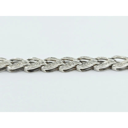 14K White Gold Diamond Tennis Link Bracelet