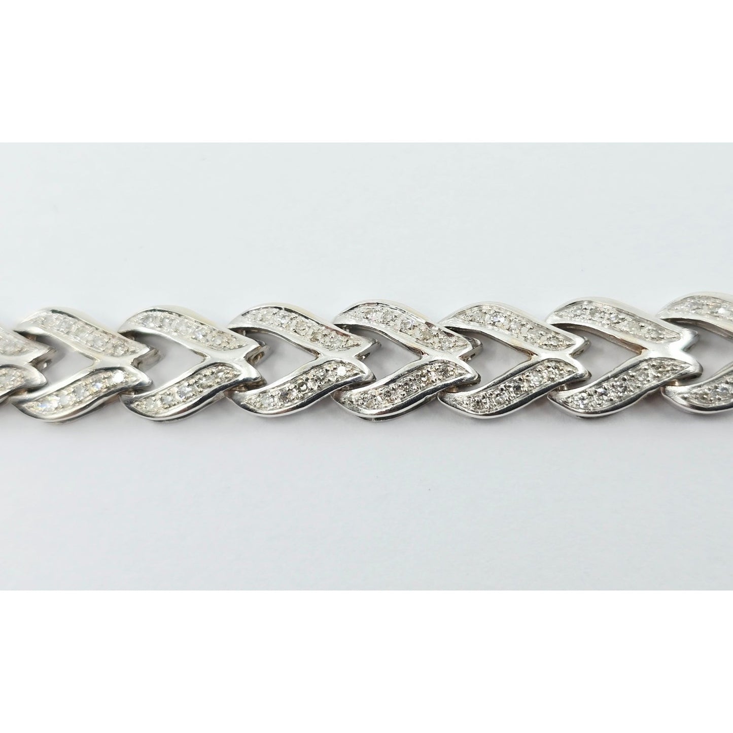 14K White Gold Diamond Tennis Link Bracelet