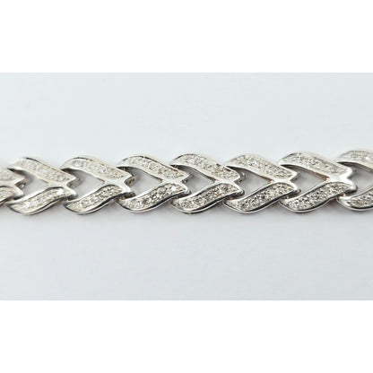 14K White Gold Diamond Tennis Link Bracelet