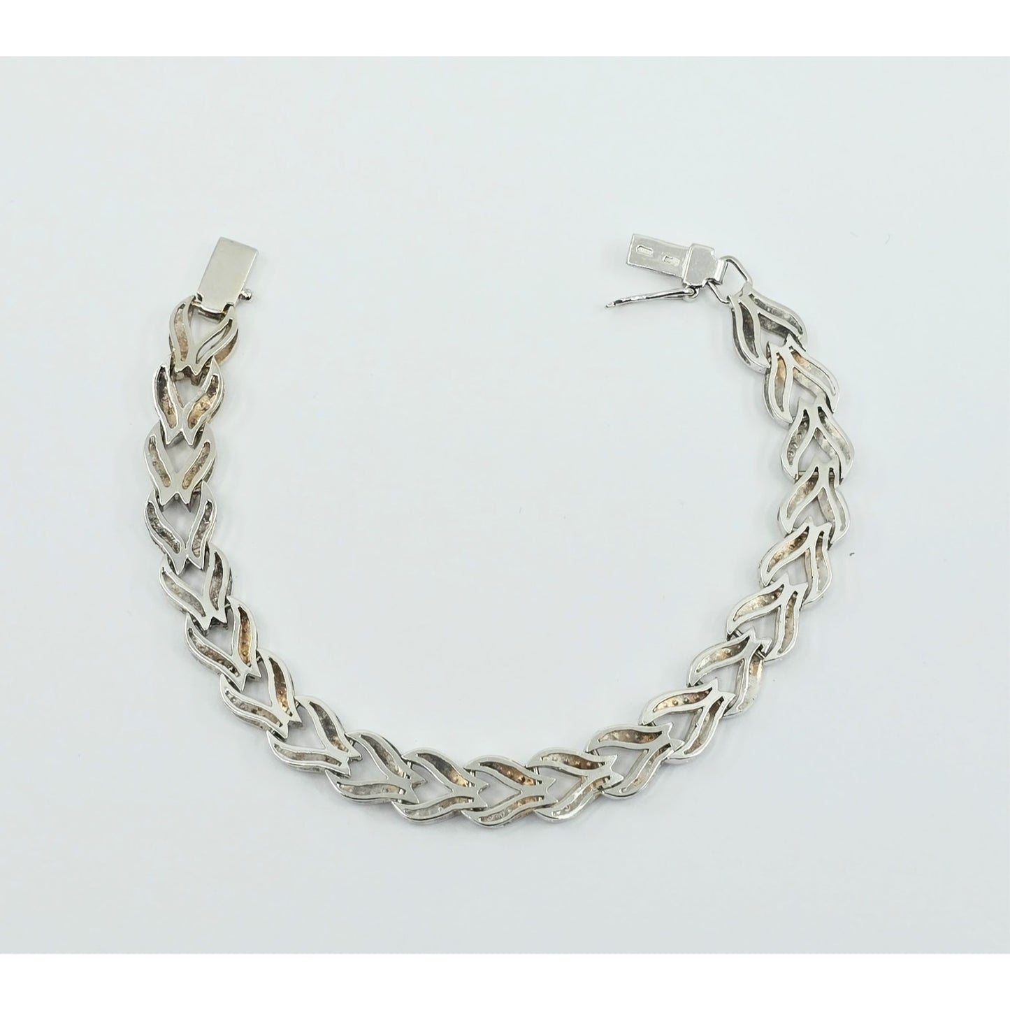 14K White Gold Diamond Tennis Link Bracelet