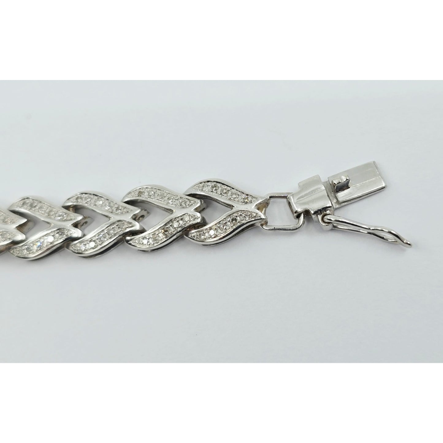 14K White Gold Diamond Tennis Link Bracelet