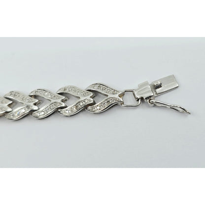 14K White Gold Diamond Tennis Link Bracelet