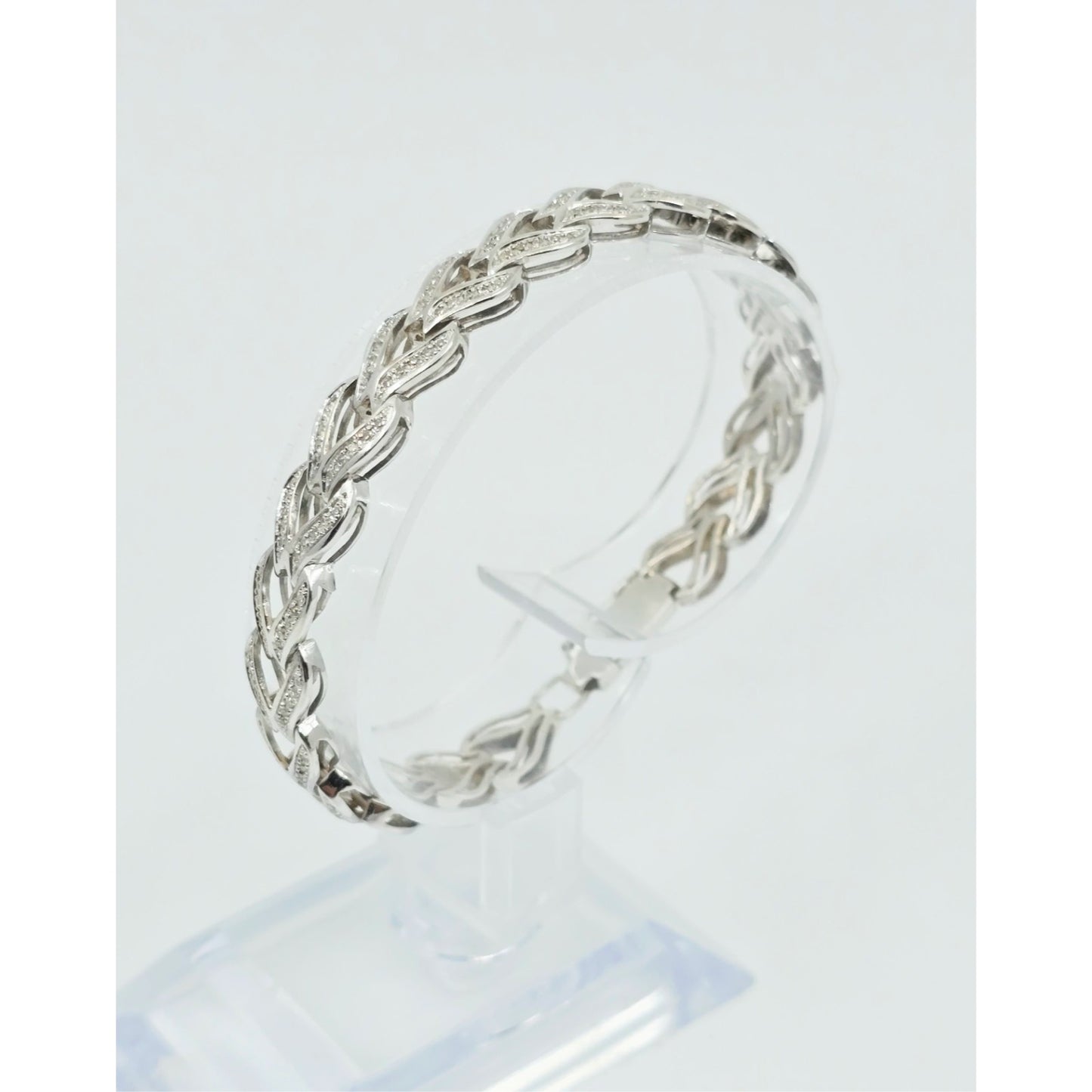 14K White Gold Diamond Tennis Link Bracelet