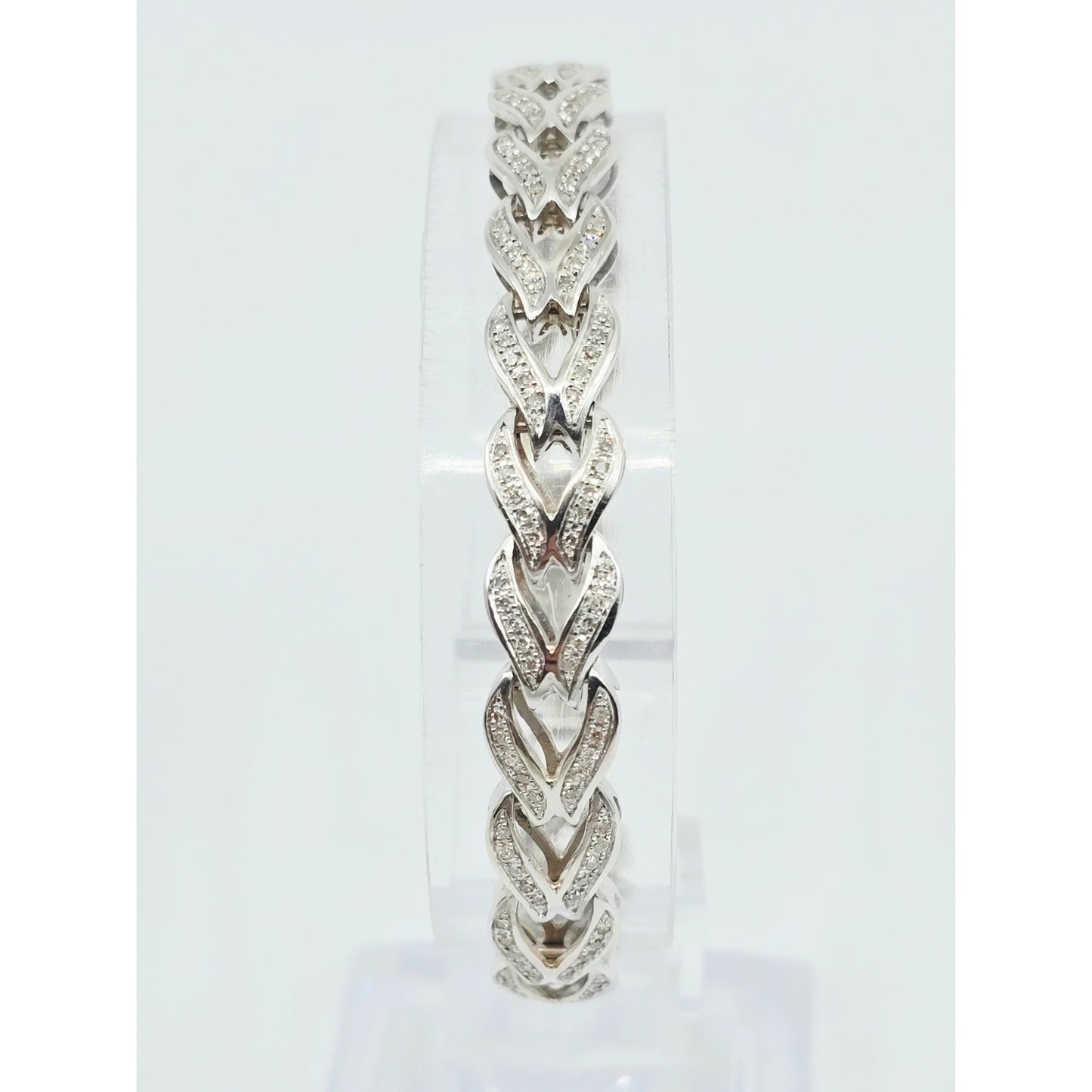 14K White Gold Diamond Tennis Link Bracelet