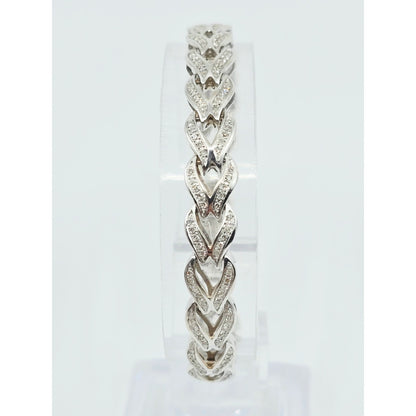 14K White Gold Diamond Tennis Link Bracelet