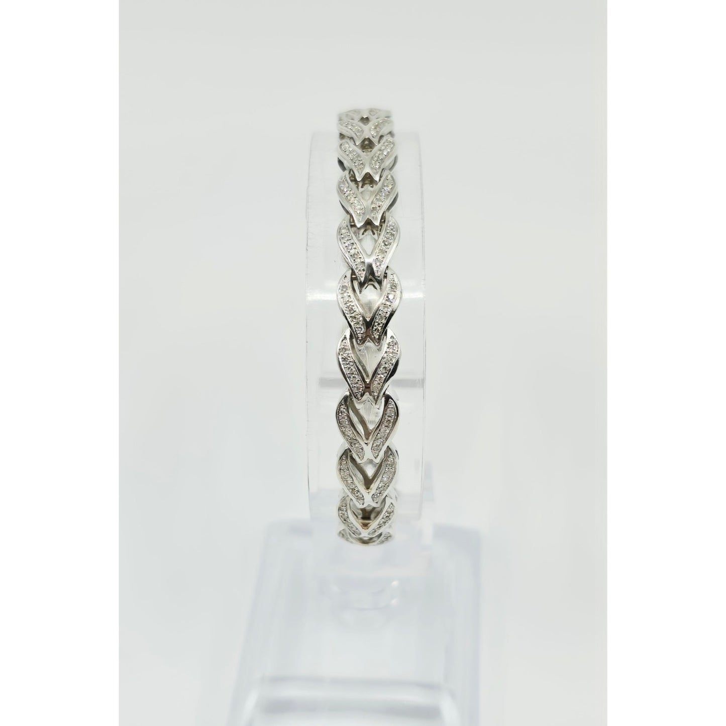 14K White Gold Diamond Tennis Link Bracelet