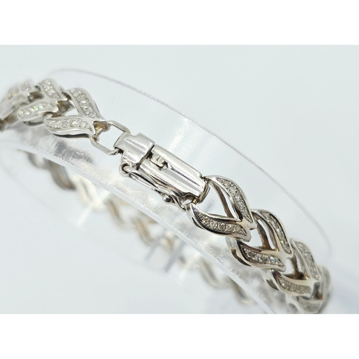 14K White Gold Diamond Tennis Link Bracelet