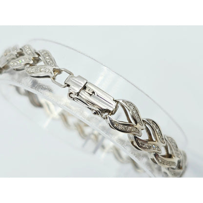 14K White Gold Diamond Tennis Link Bracelet