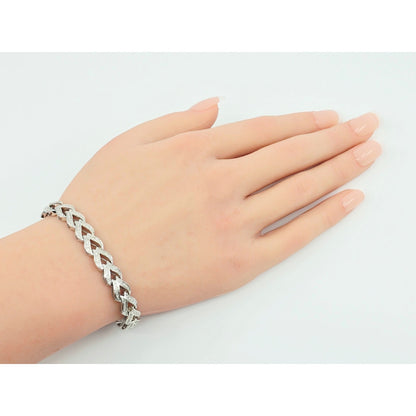 14K White Gold Diamond Tennis Link Bracelet