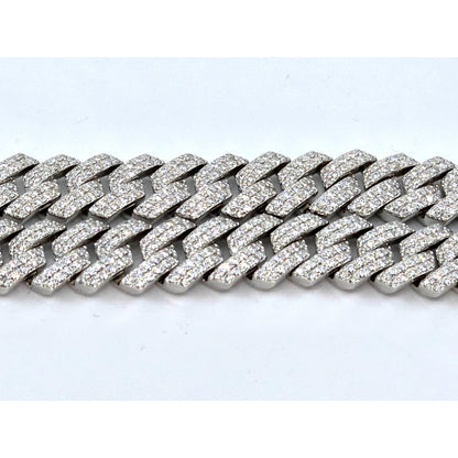 925 Sterling Silver Iced Out Moissanite 2 Row Cuban Link Chain Necklace