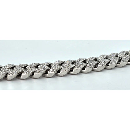 925 Sterling Silver Iced Out Moissanite 2 Row Cuban Link Chain Necklace