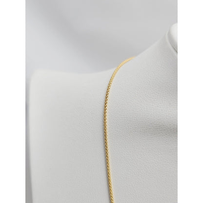 18K Yellow Gold Round V Enamel Charm Pendant Resizable Link Chain Necklace