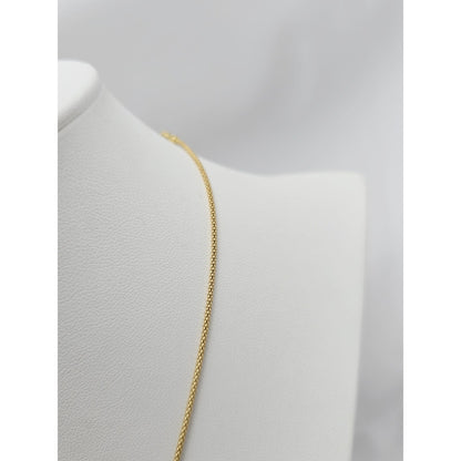 18K Yellow Gold Round V Enamel Charm Pendant Resizable Link Chain Necklace