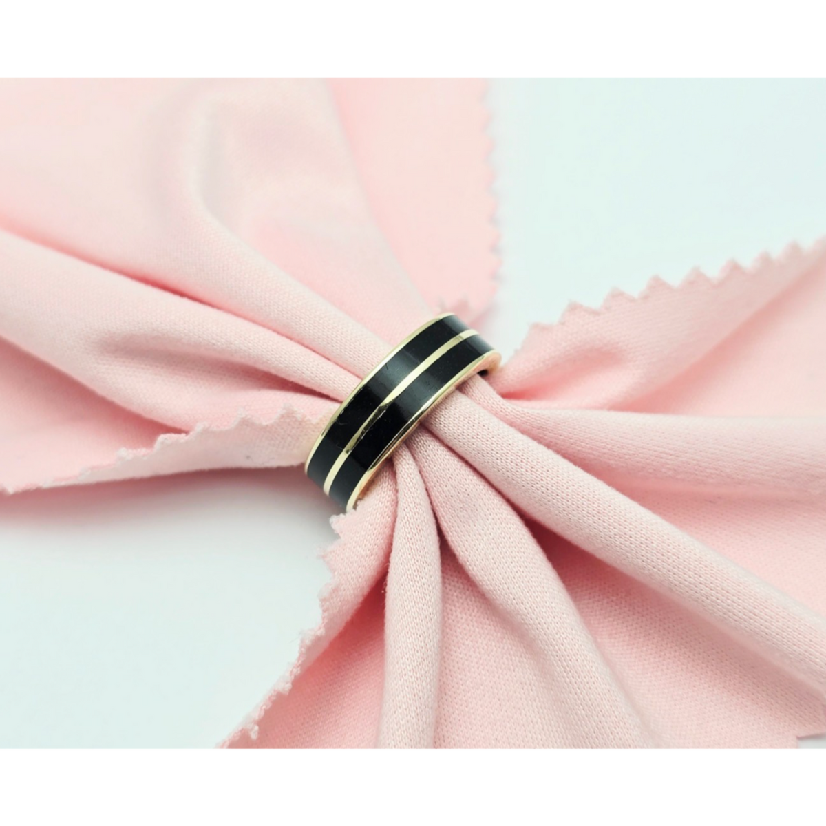 14K Yellow Gold Double Row Onyx Wedding Band Ring