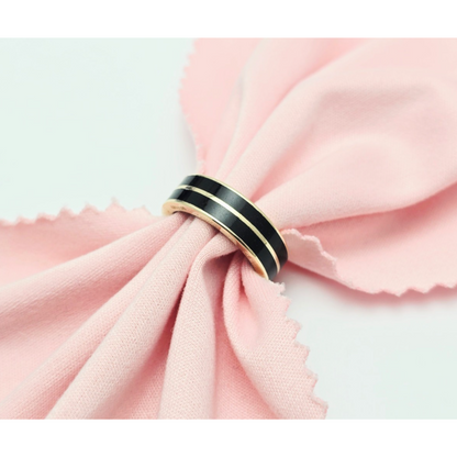14K Yellow Gold Double Row Onyx Wedding Band Ring