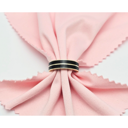 14K Yellow Gold Double Row Onyx Wedding Band Ring