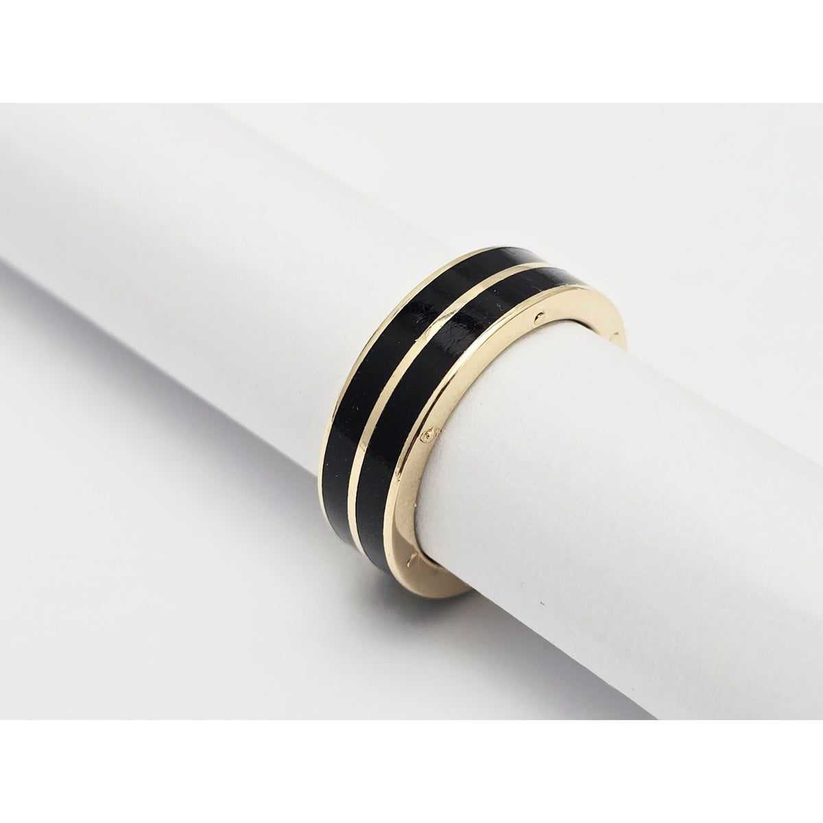 14K Yellow Gold Double Row Onyx Wedding Band Ring