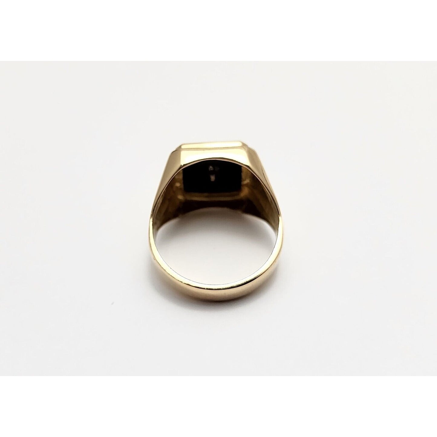 12K Yellow Gold Black Onyx Initial "R" Ring