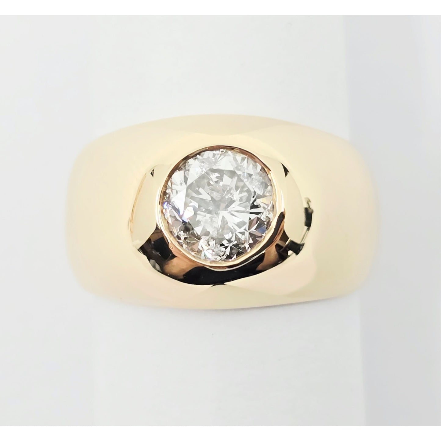 14K Yellow Gold Dome Bezel Set Old European Cut Diamond Ring