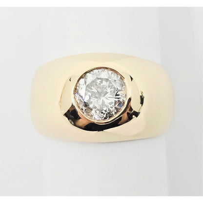 14K Yellow Gold Dome Bezel Set Old European Cut Diamond Ring