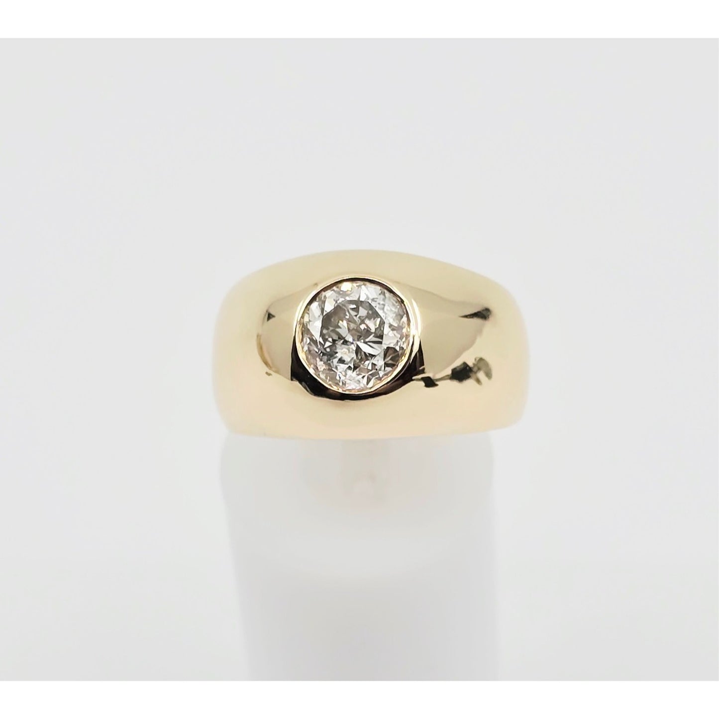 14K Yellow Gold Dome Bezel Set Old European Cut Diamond Ring