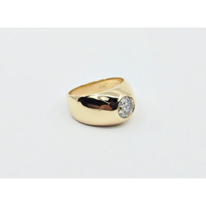14K Yellow Gold Dome Bezel Set Old European Cut Diamond Ring