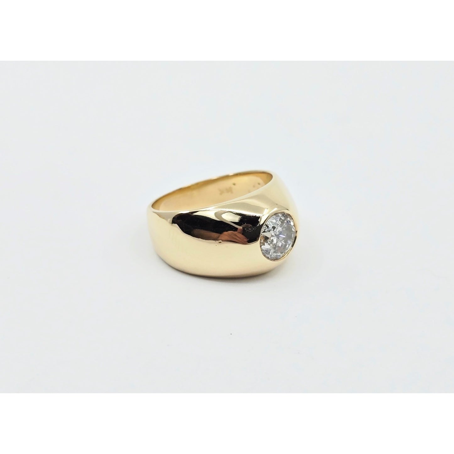 14K Yellow Gold Dome Bezel Set Old European Cut Diamond Ring