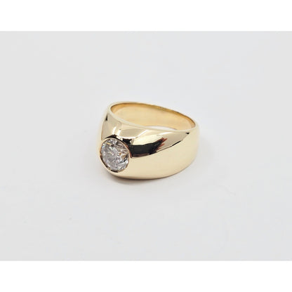 14K Yellow Gold Dome Bezel Set Old European Cut Diamond Ring