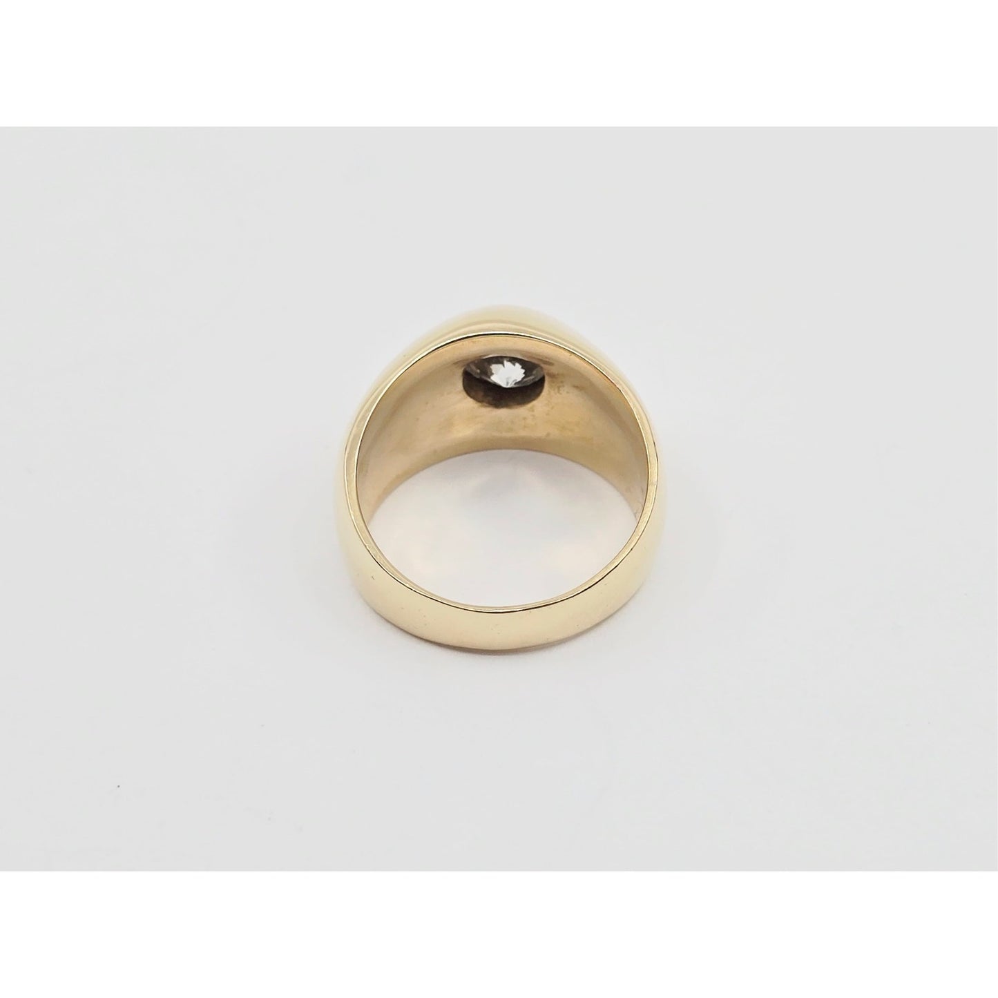 14K Yellow Gold Dome Bezel Set Old European Cut Diamond Ring