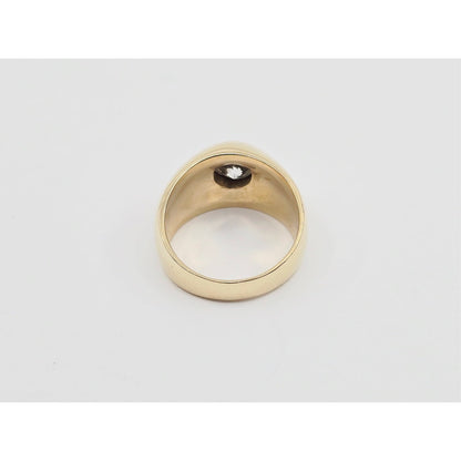 14K Yellow Gold Dome Bezel Set Old European Cut Diamond Ring