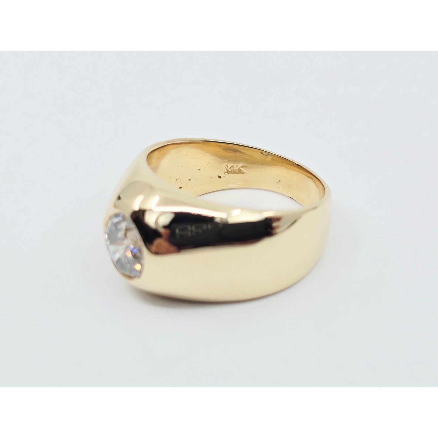 14K Yellow Gold Dome Bezel Set Old European Cut Diamond Ring