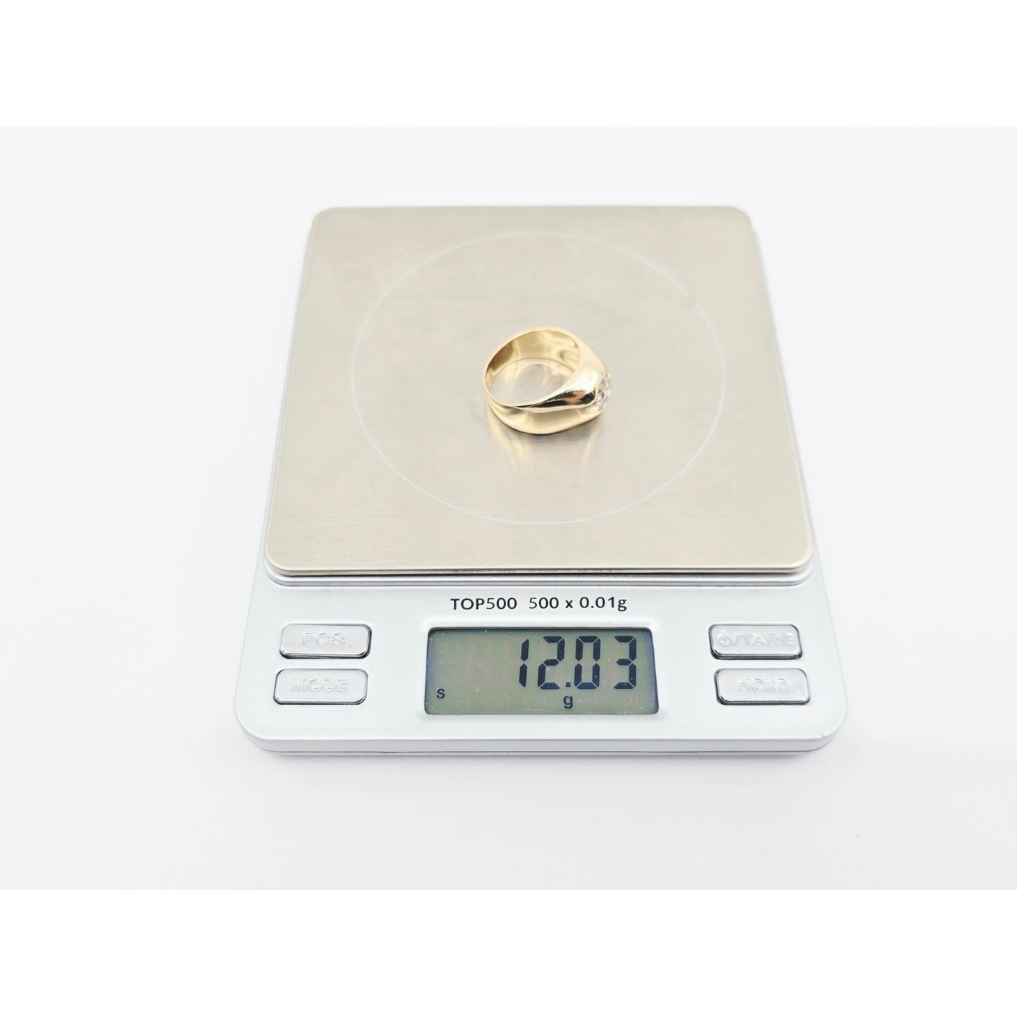 14K Yellow Gold Dome Bezel Set Old European Cut Diamond Ring